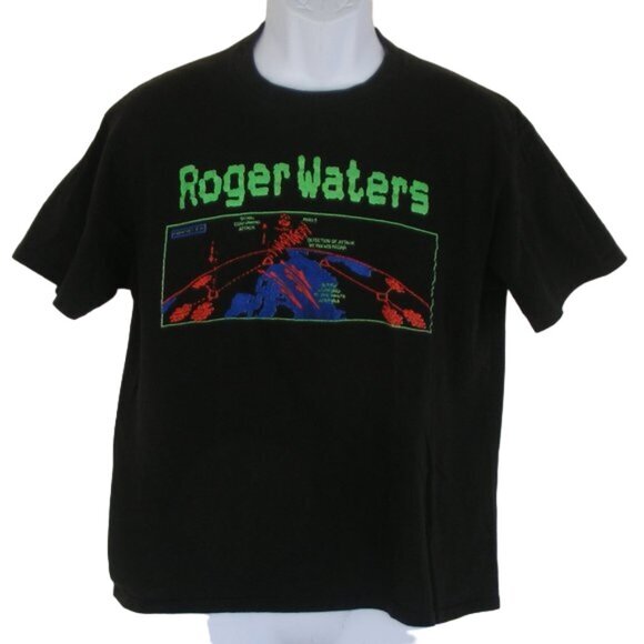 ROGER WATERS Concert Tshirt, L/XL, Radio KAOS 1987, VINTAGE, Black, 80s - Picture 1 of 8